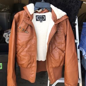 Brown leather jacket